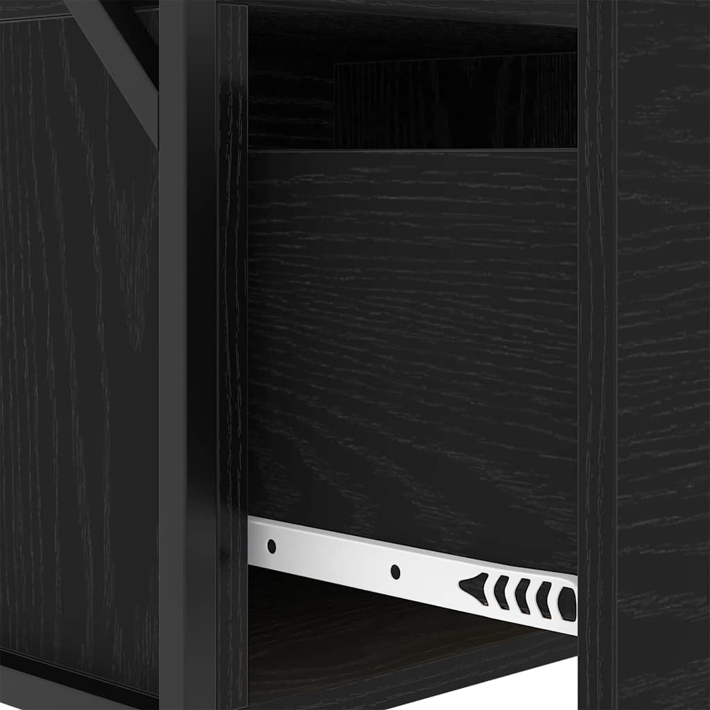 Nattbordskap med skuff Svart eik 40 x 31 x 60 cm Konstruert tre