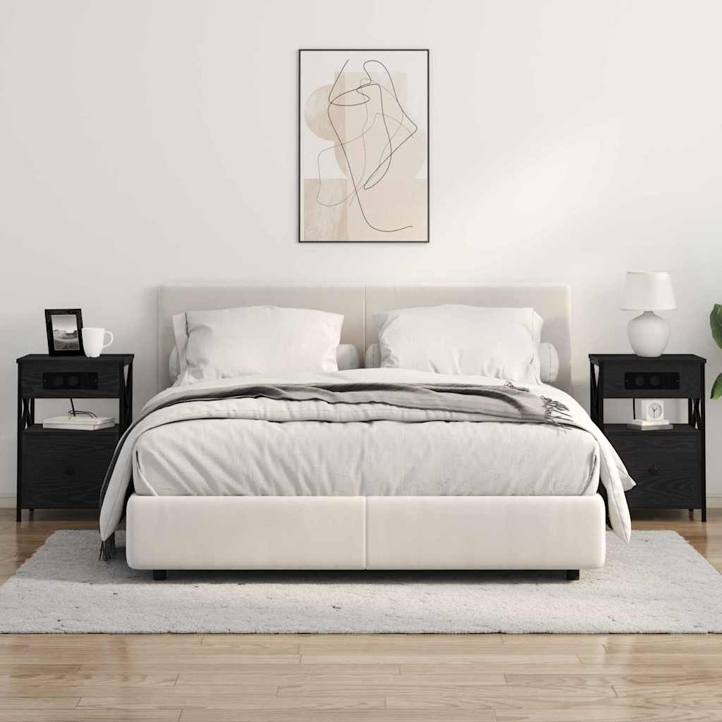 Nattbordskap 2 pcs Svart eik 40 x 31 x 60 cm Konstruert tre