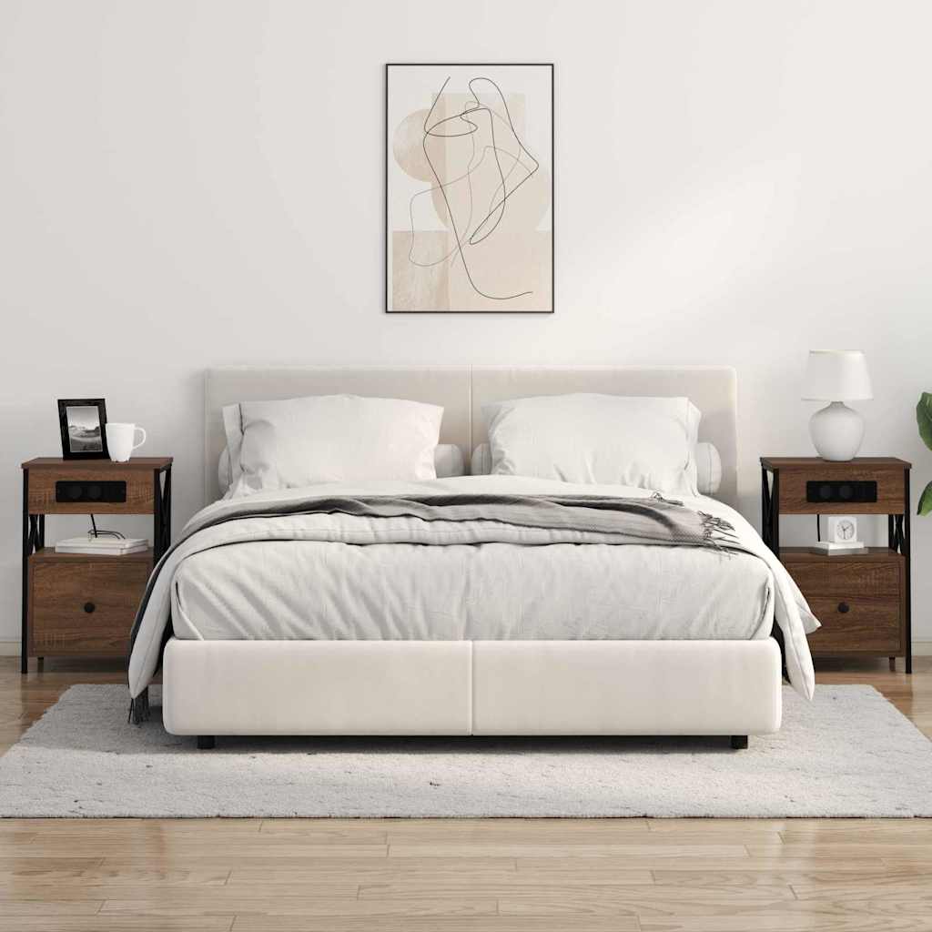 Nattbordskap 2 pcs brun eik 40 x 31 x 60 cm Konstruert tre