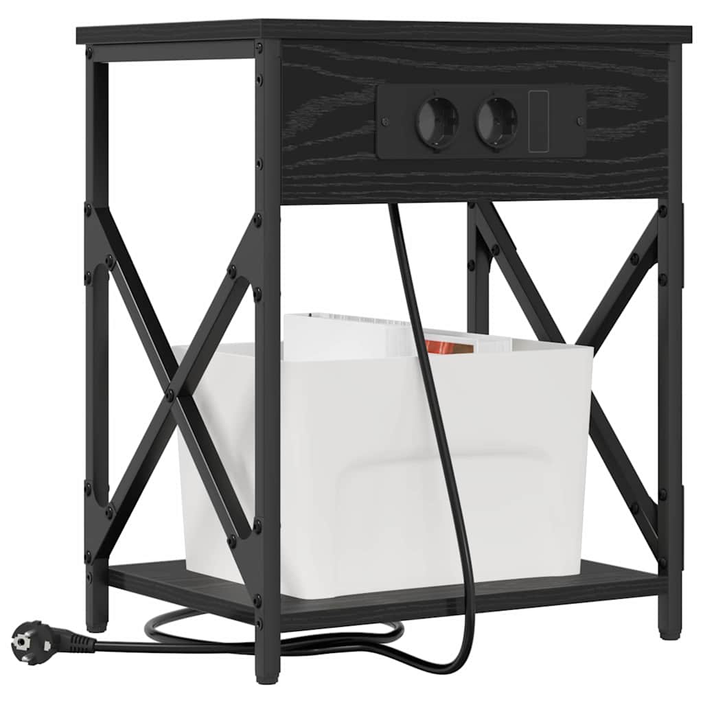 Nattbord med ladestasjon 2 pcs Svart eik 41 x 31 x 51 cm