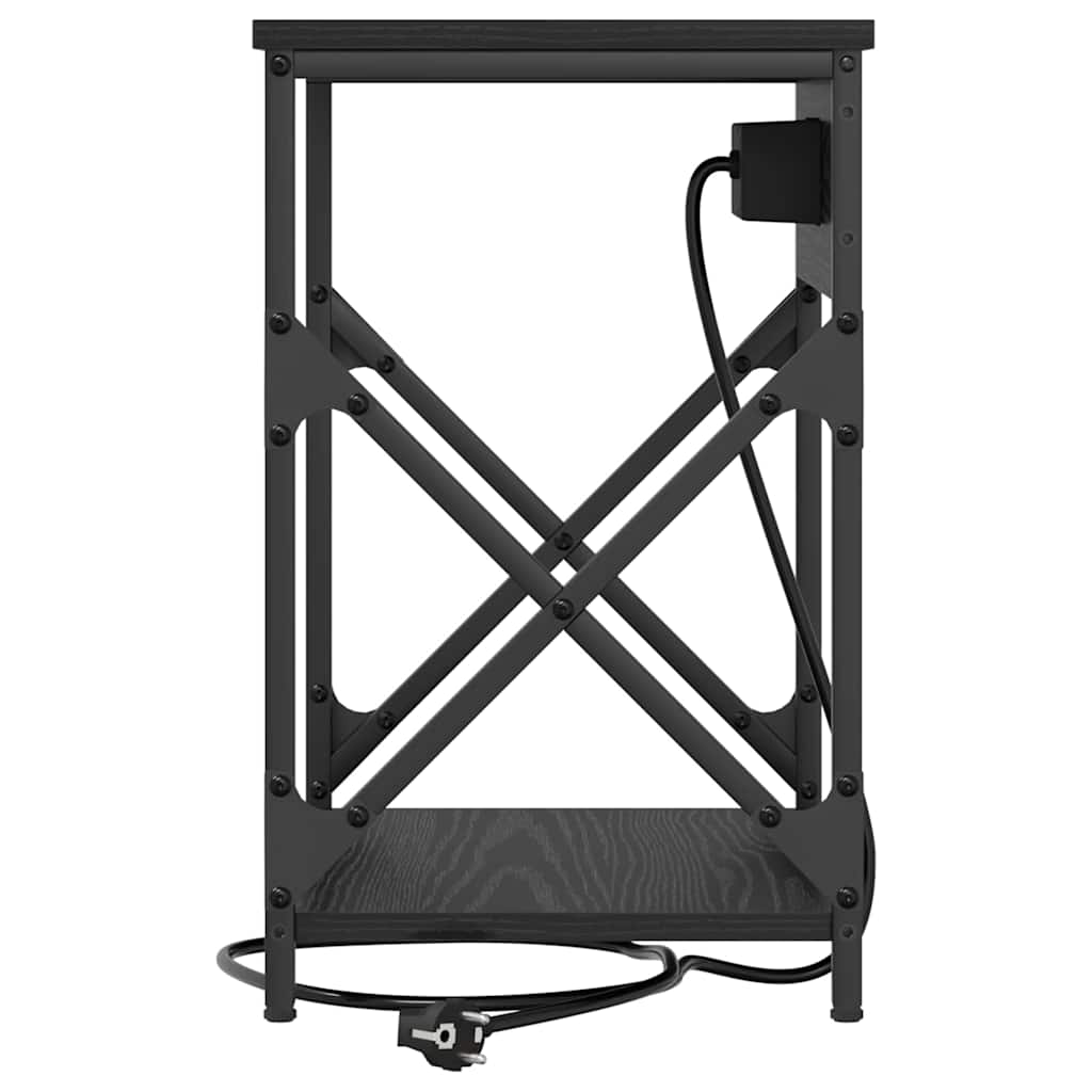 Nattbord med ladestasjon 2 pcs Svart eik 41 x 31 x 51 cm