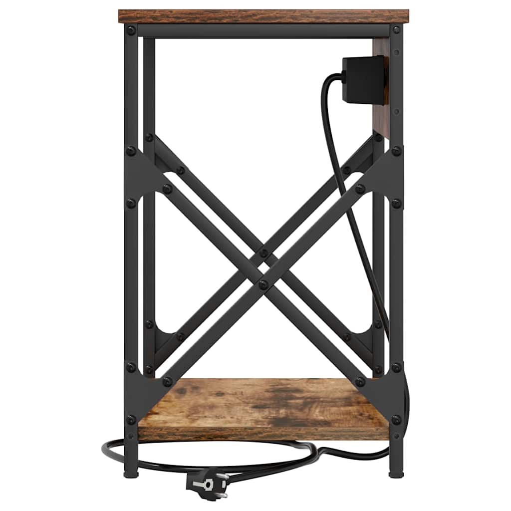 Nattbord med ladestasjon Røkt eik 41 x 31 x 51 cm