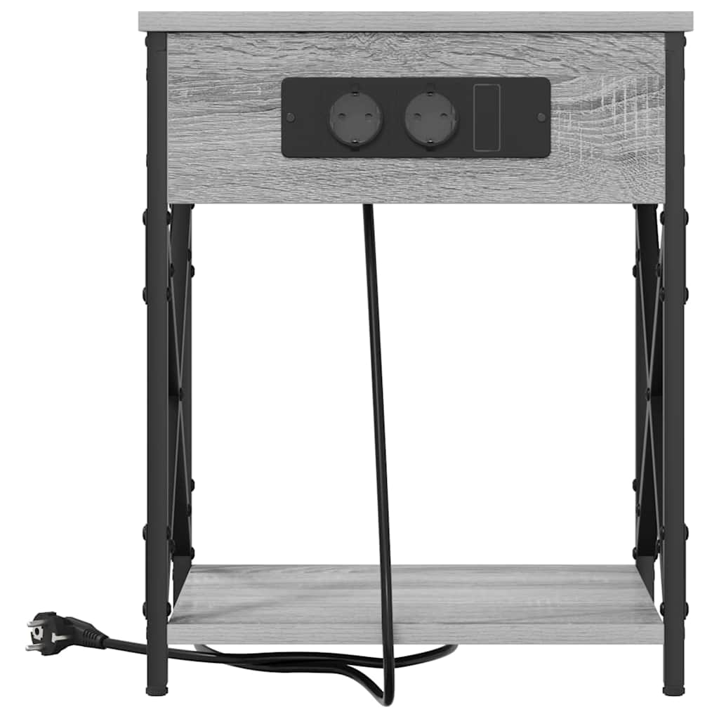Nattbord med ladestasjon 2 pcs Grå sonoma 41 x 31 x 51 cm
