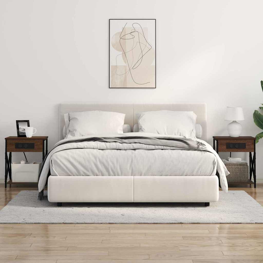 Nattbord med ladestasjon 2 pcs brun eik 41 x 31 x 51 cm