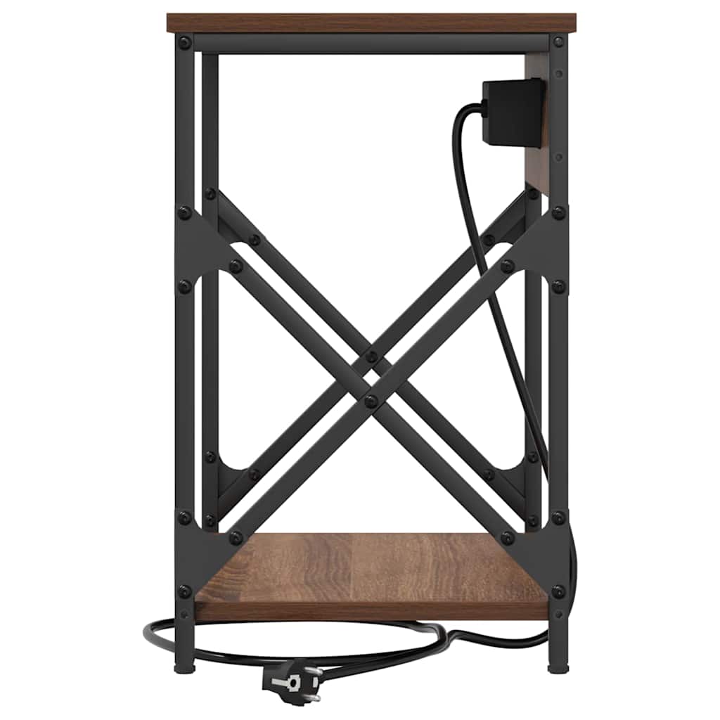 Nattbord med ladestasjon 2 pcs brun eik 41 x 31 x 51 cm