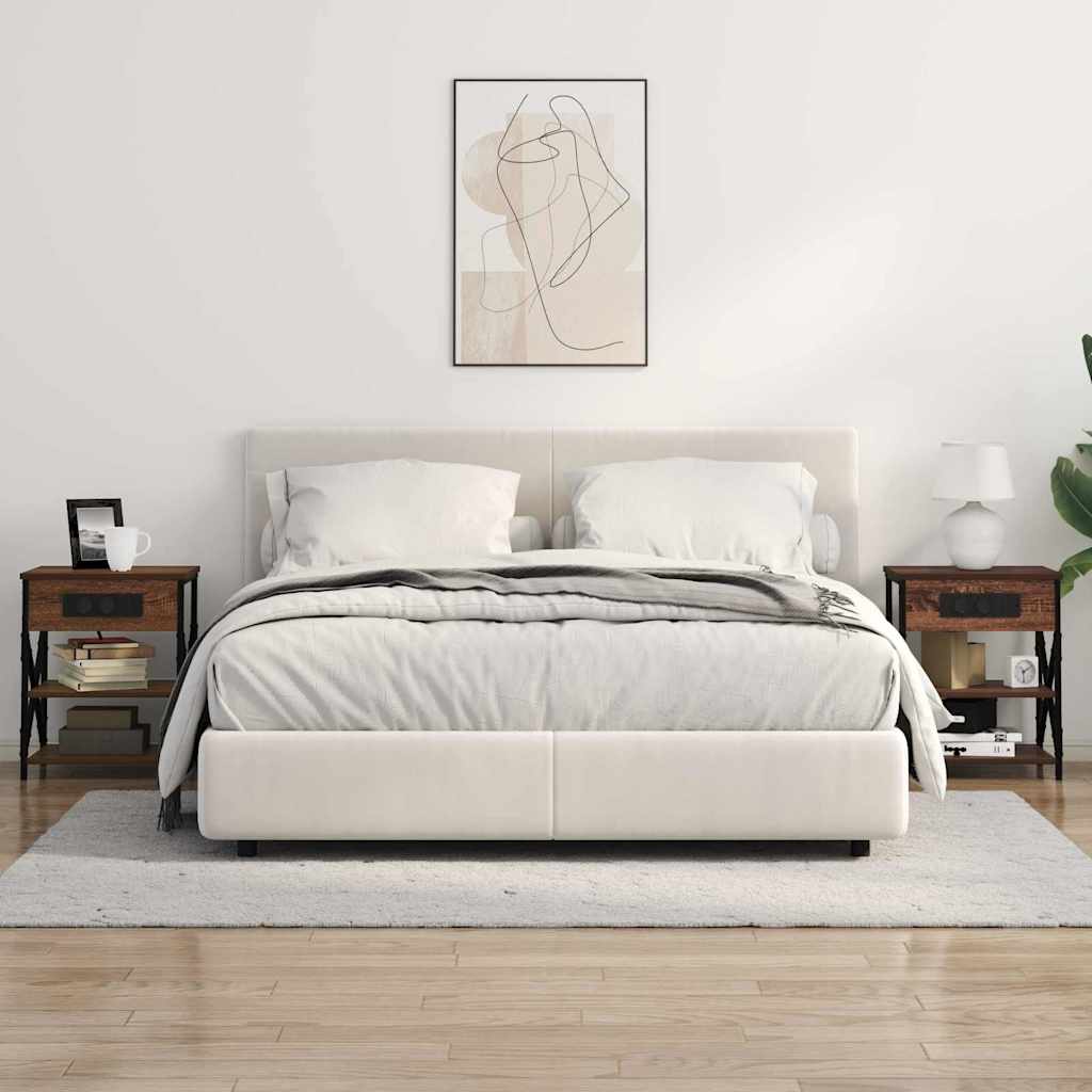 Nattbord med ladestasjon med hylle brun eik Konstruert tre