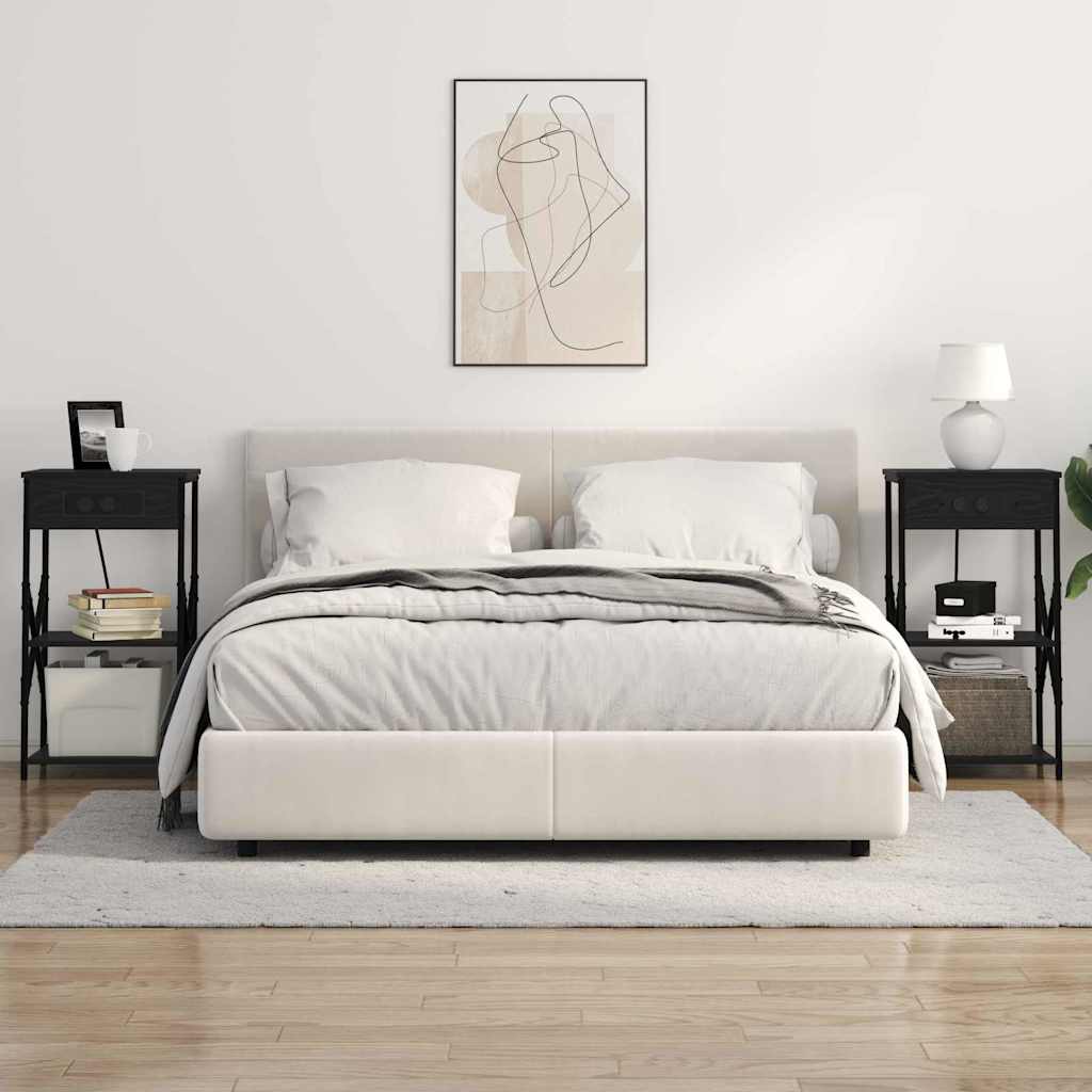 Nattbordskap 2 pcs Svart eik 41 x 31 x 76 cm Konstruert tre