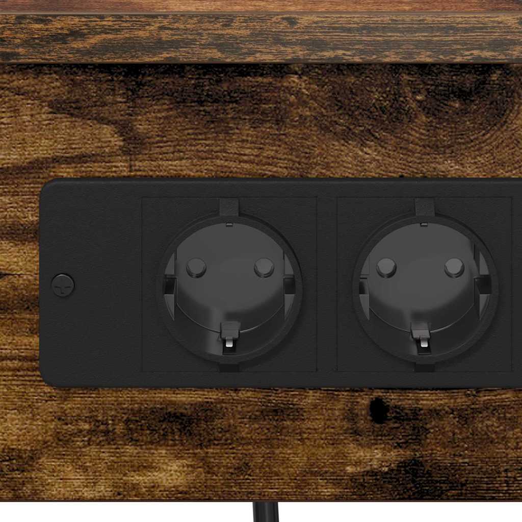 Nattbordskap 2 pcs Røkt eik 41 x 31 x 76 cm Konstruert tre