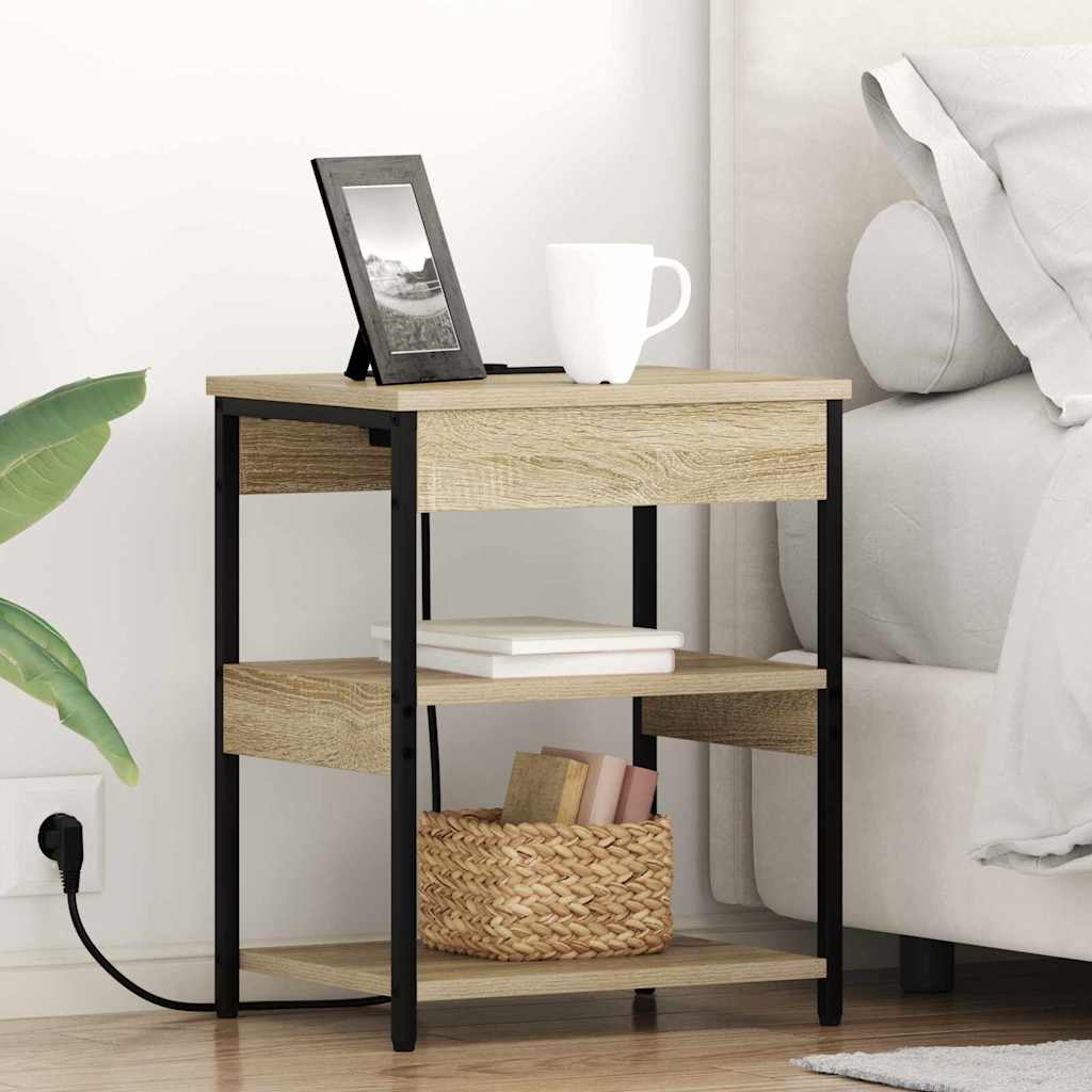 Nattbordskap 2 pcs Sonoma eik Konstruert tre