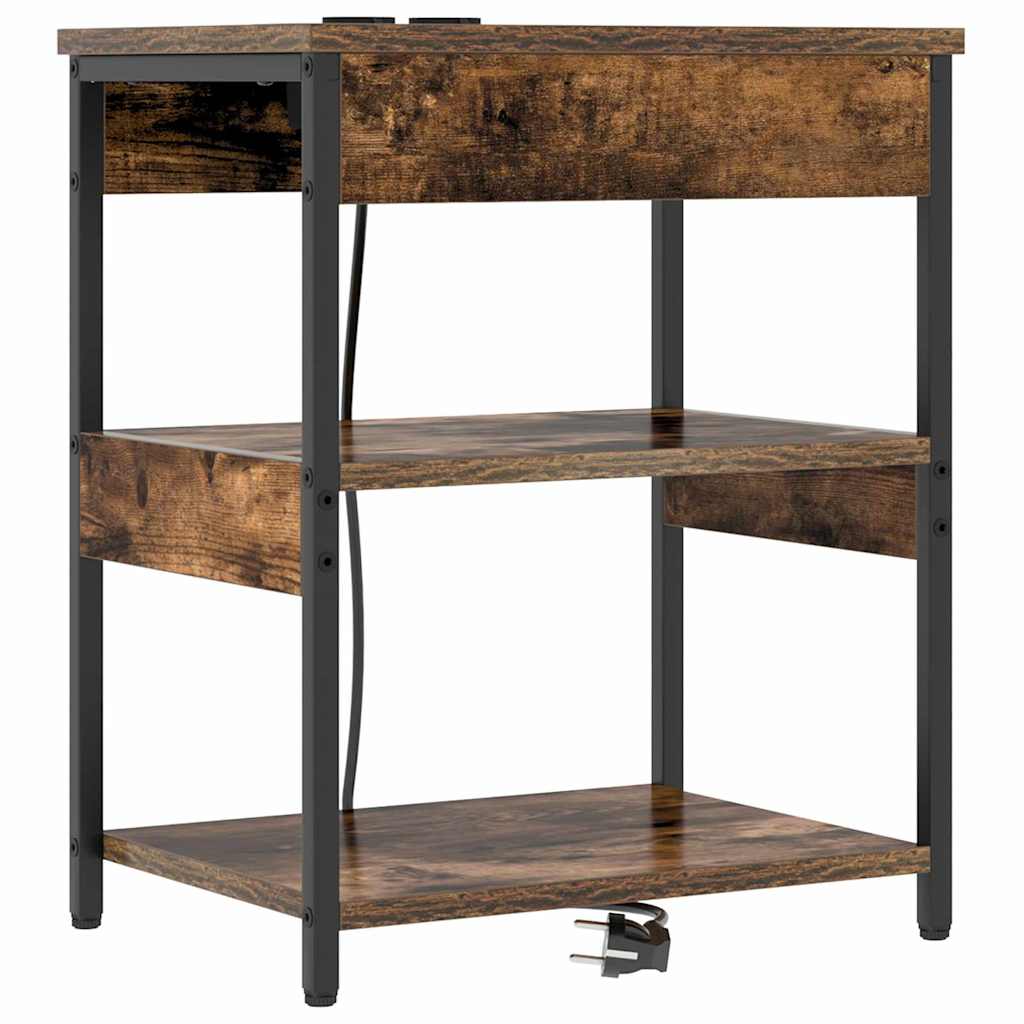 Nattbordskap 2 pcs Røkt eik Konstruert tre