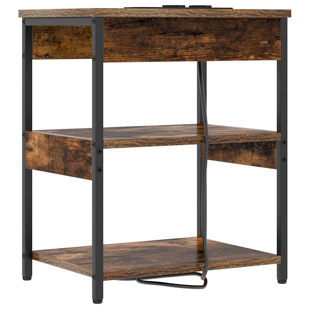 Nattbordskap 2 pcs Røkt eik Konstruert tre