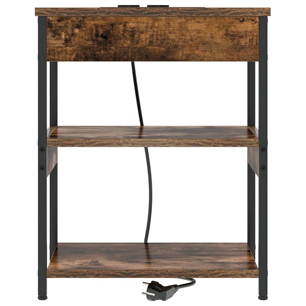 Nattbordskap 2 pcs Røkt eik Konstruert tre