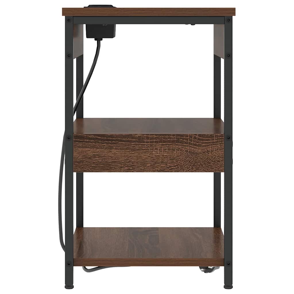 Nattbordskap 2 pcs brun eik Konstruert tre