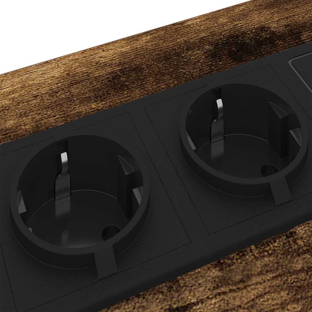 Nattbord med ladestasjon med hylle Røkt eik Konstruert tre