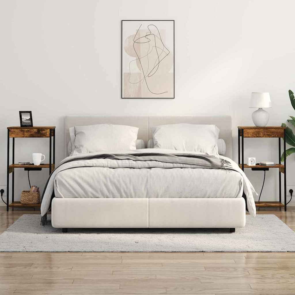 Nattbord med ladestasjon med hylle Røkt eik Konstruert tre