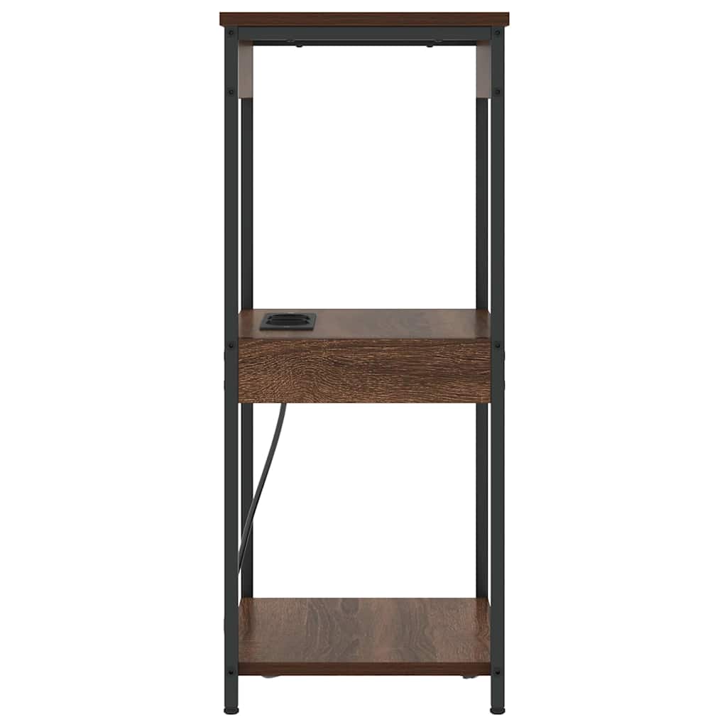 Nattbord med ladestasjon med hylle brun eik Konstruert tre