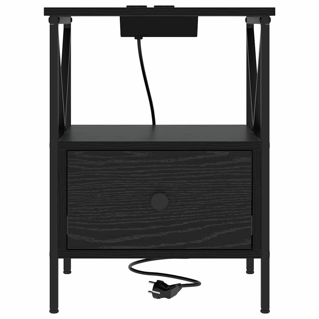 Nattbordskap Svart eik 41.5 x 40.5 x 55 cm Konstruert tre