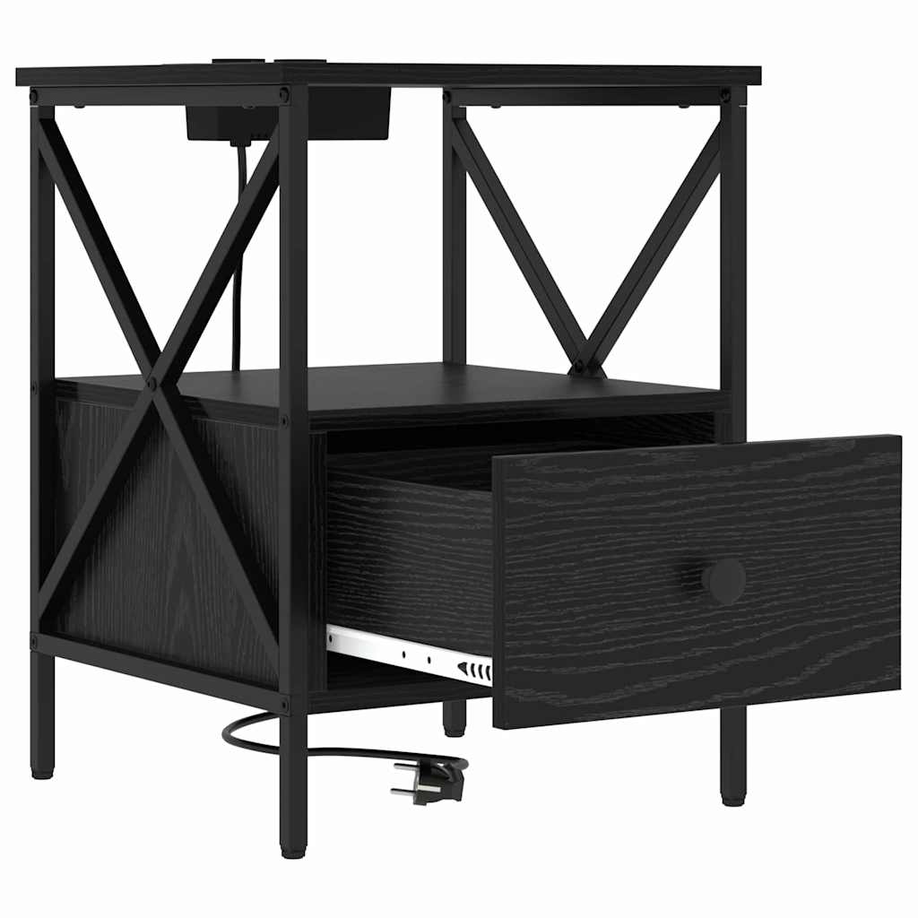 Nattbordskap Svart eik 41.5 x 40.5 x 55 cm Konstruert tre