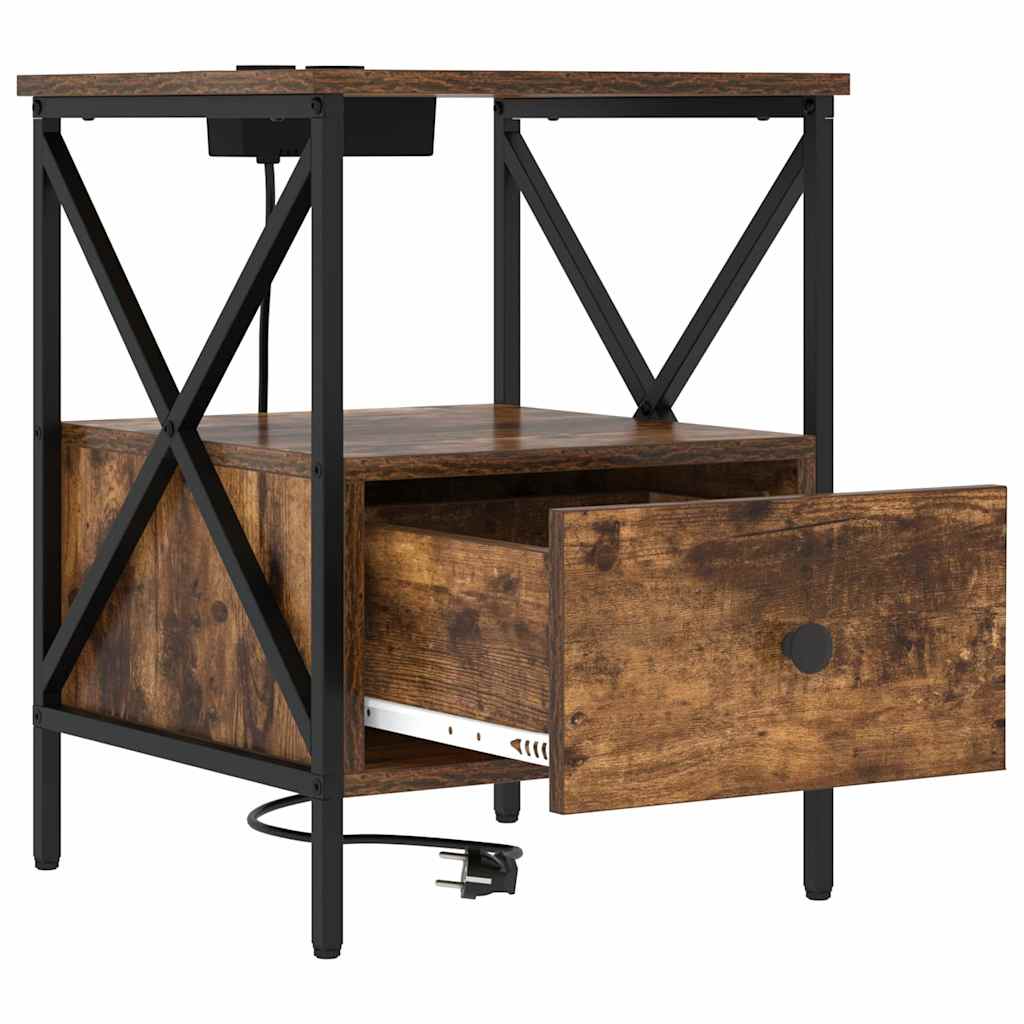 Nattbordskap Røkt eik 41.5 x 40.5 x 55 cm Konstruert tre