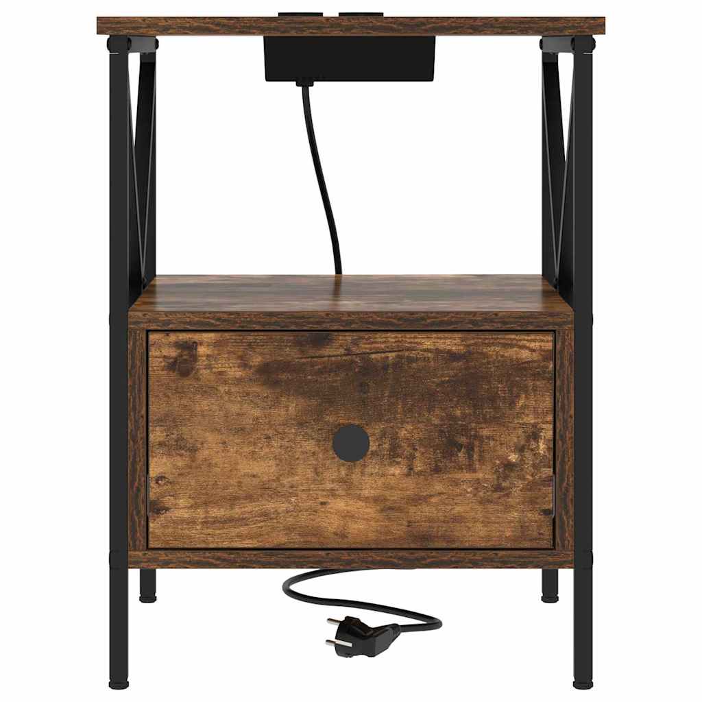 Nattbordskap Røkt eik 41.5 x 40.5 x 55 cm Konstruert tre