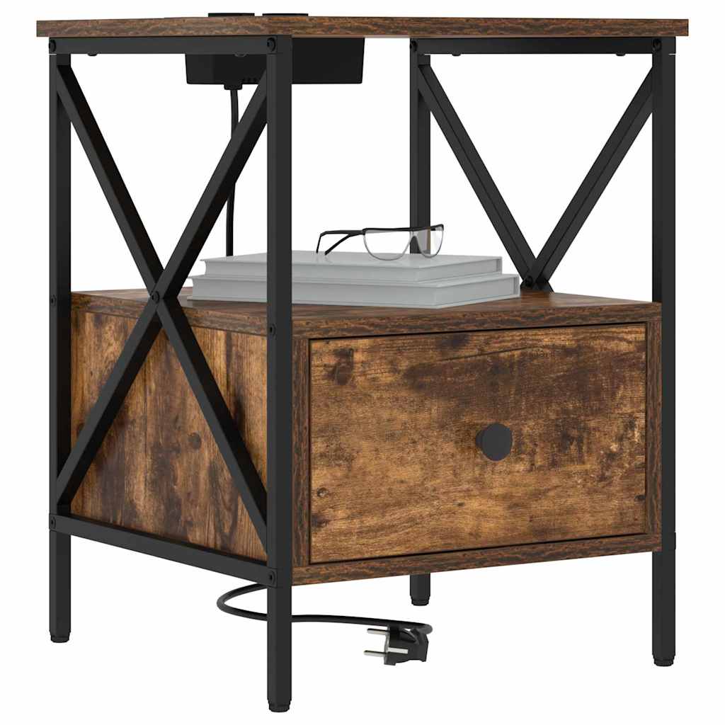 Nattbordskap Røkt eik 41.5 x 40.5 x 55 cm Konstruert tre