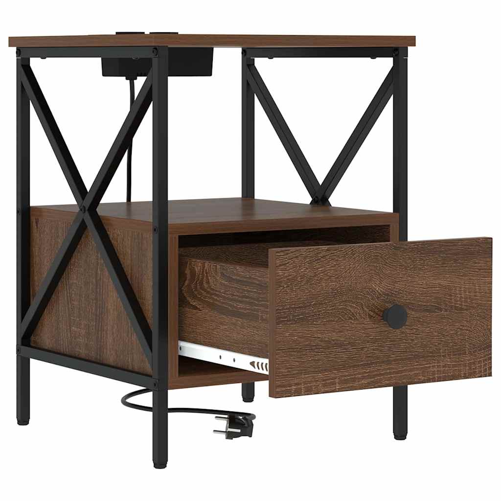 Nattbordskap brun eik 41.5 x 40.5 x 55 cm Konstruert tre