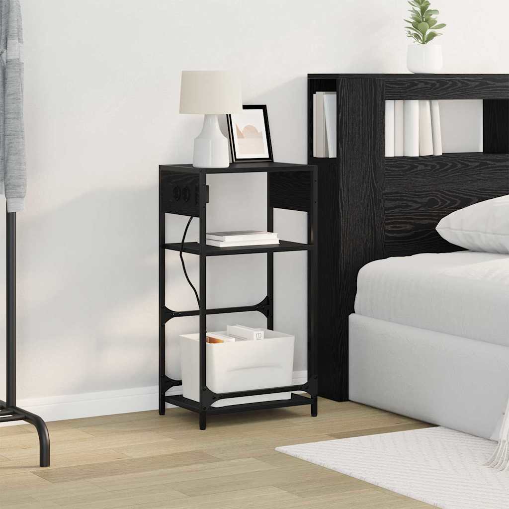 Nattbordskap med skuff Svart eik 40 x 27 x 76 cm Konstruert tre