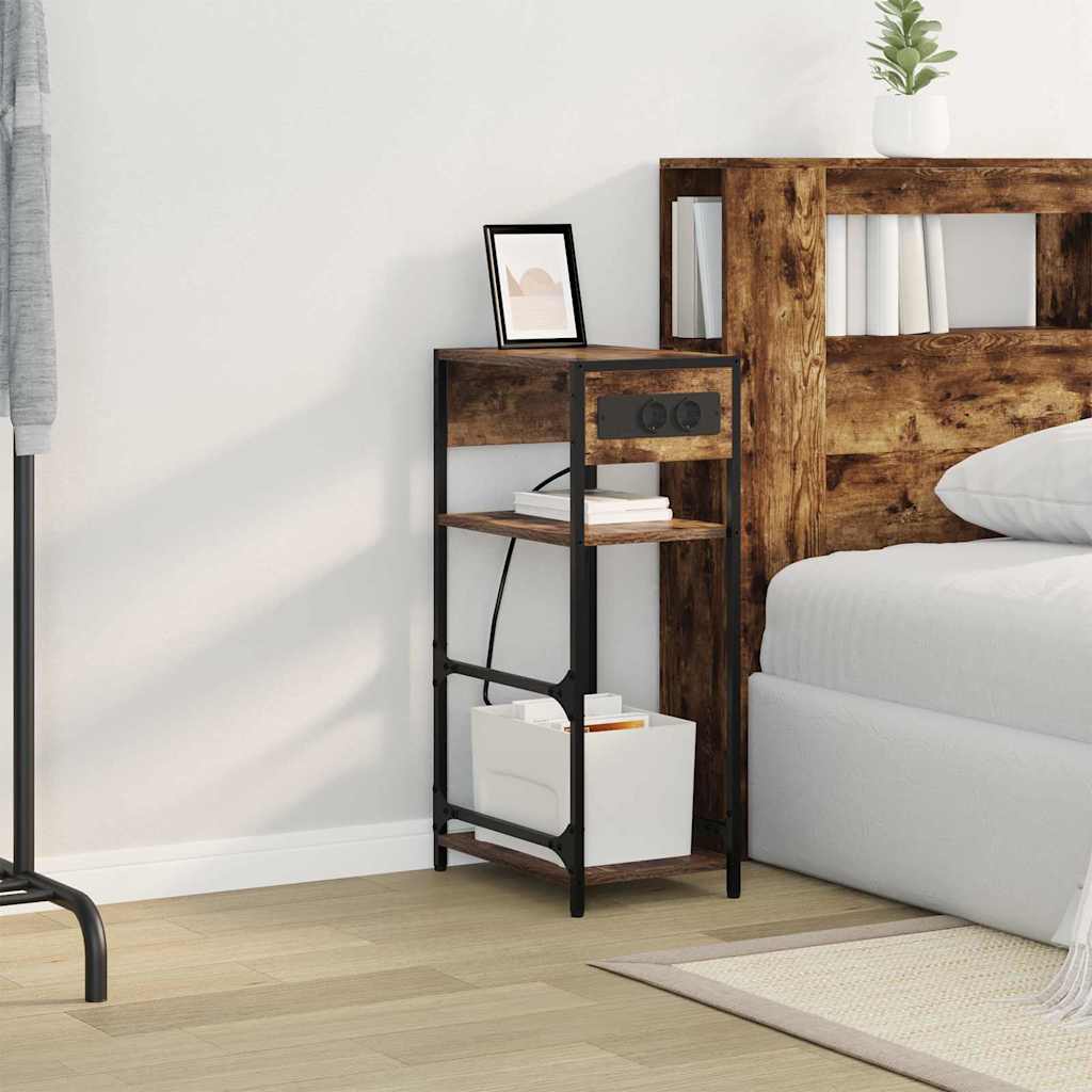 Nattbordskap med skuff Røkt eik 40 x 27 x 76 cm Konstruert tre