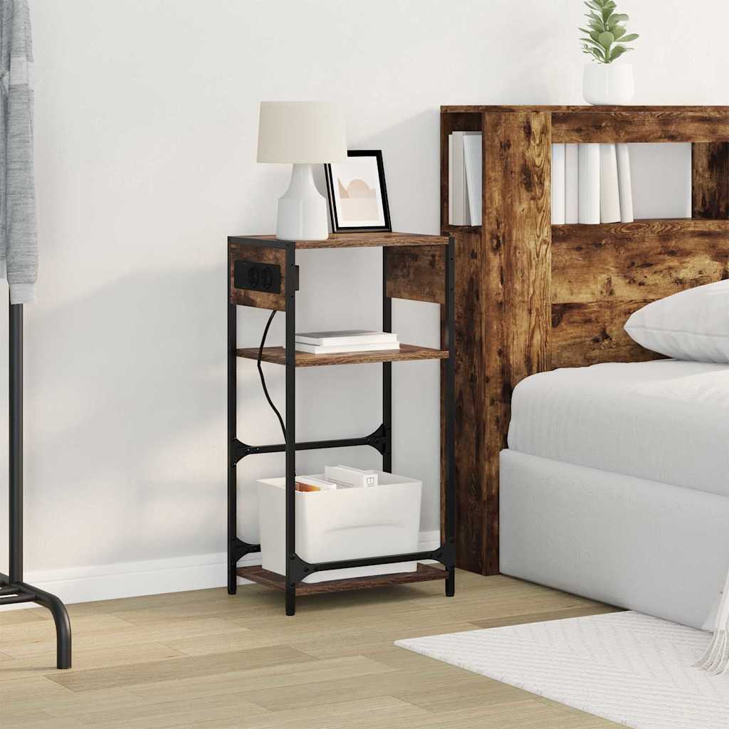 Nattbordskap med skuff Røkt eik 40 x 27 x 76 cm Konstruert tre