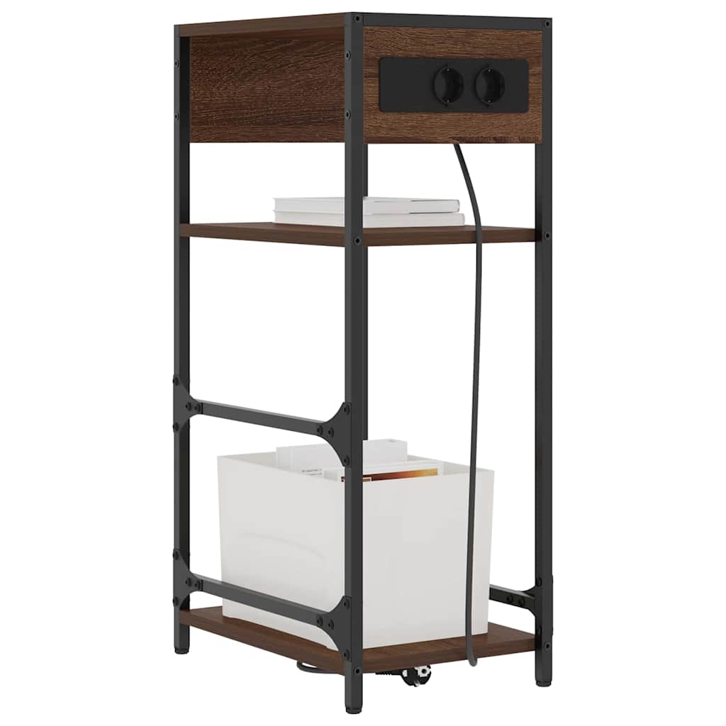 Nattbordskap med skuff brun eik 40 x 27 x 76 cm Konstruert tre