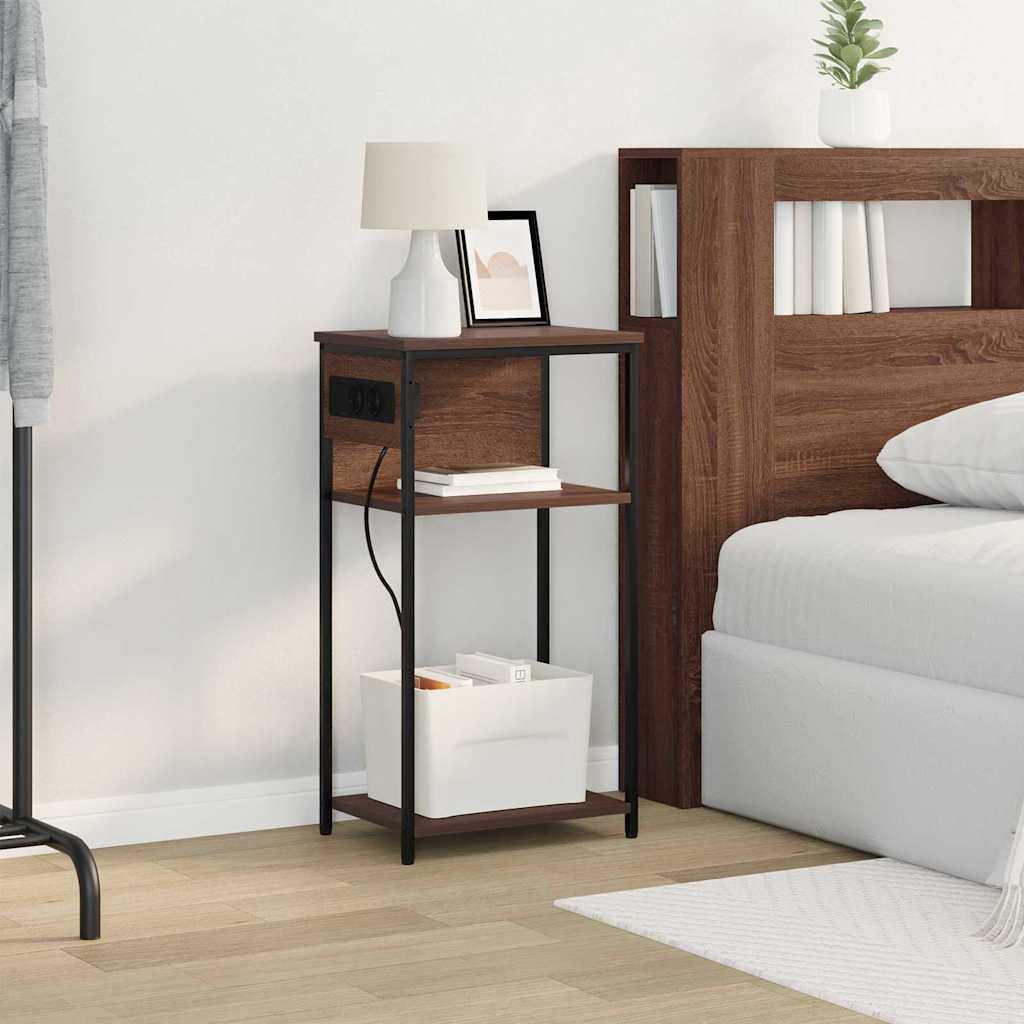 Nattbordskap brun eik 41 x 28 x 76 cm Konstruert tre