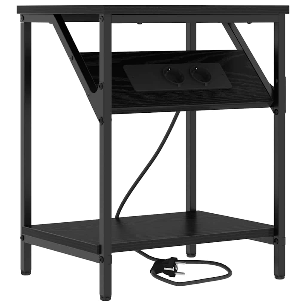 Nattbord 2 pcs Svart eik 38 x 30 x 48 cm Konstruert tre