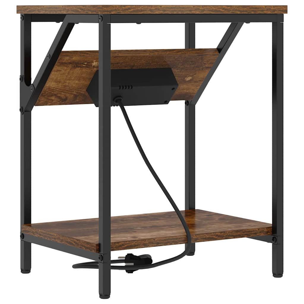 Nattbord 2 pcs Røkt eik 38 x 30 x 48 cm Konstruert tre