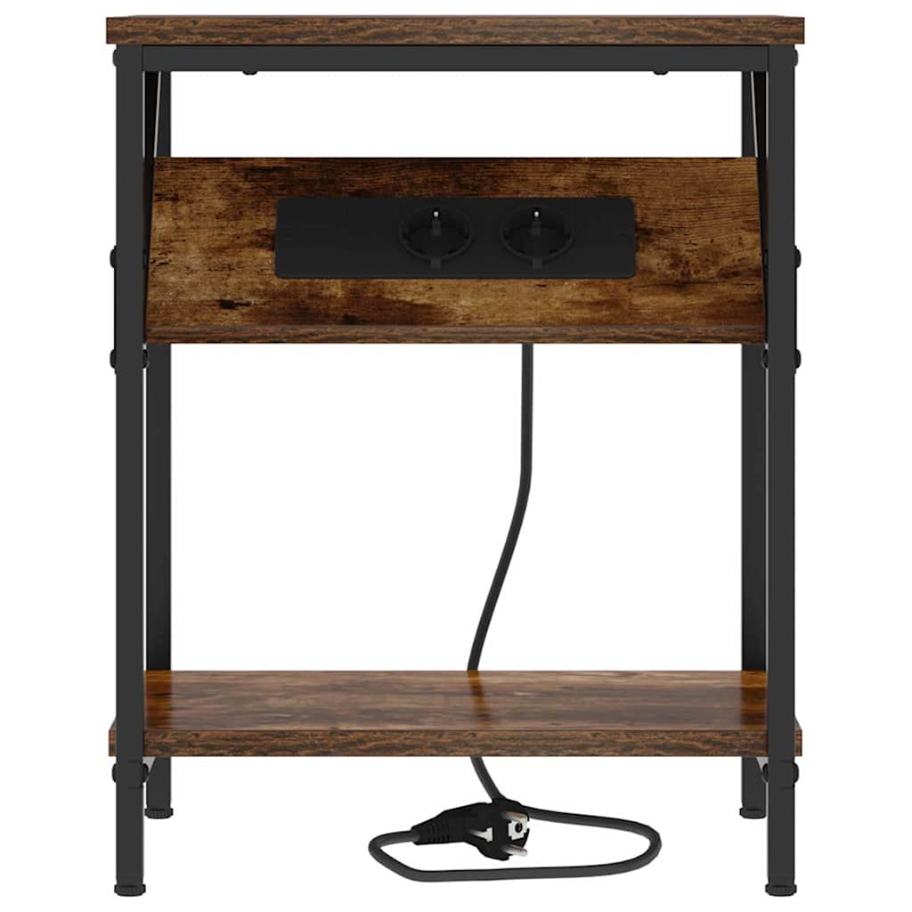 Nattbord 2 pcs Røkt eik 38 x 30 x 48 cm Konstruert tre