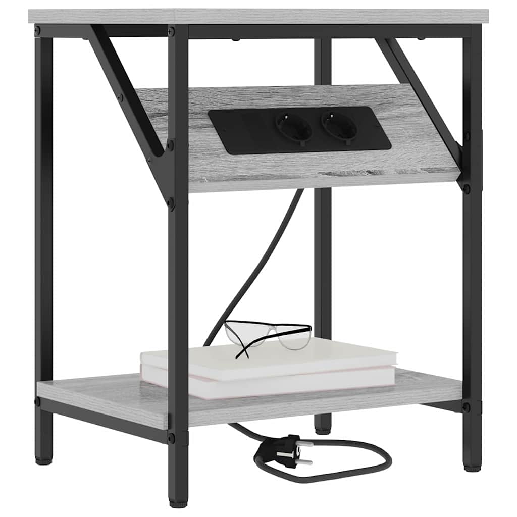 Nattbord 2 pcs Grå sonoma 38 x 30 x 48 cm Konstruert tre