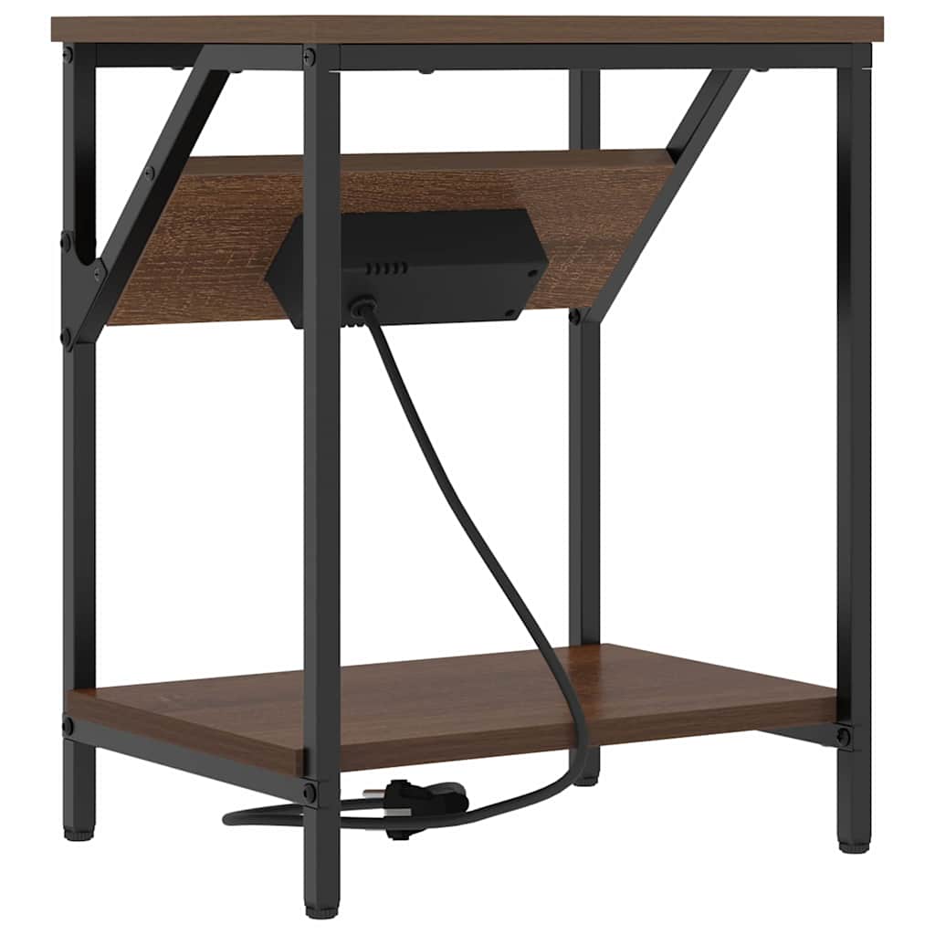 Nattbord 2 pcs brun eik 38 x 30 x 48 cm Konstruert tre