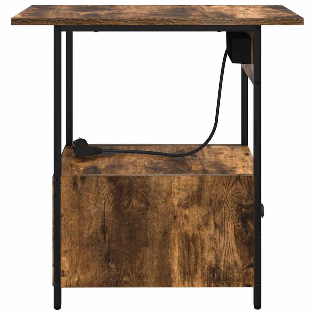 Nattbordskap med skuff Røkt eik 60 x 30 x 61 cm Konstruert tre