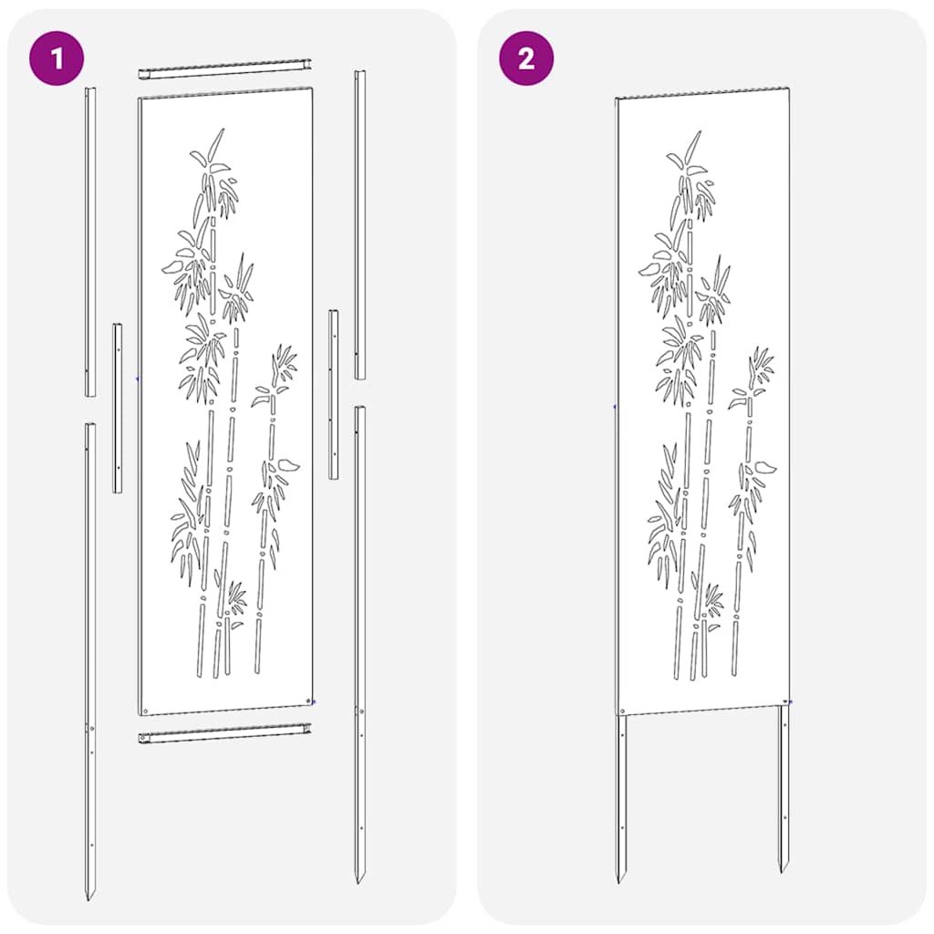 Hageprivat skjerm Blomster Svart 32 x 140 cm Kaldvalsestål