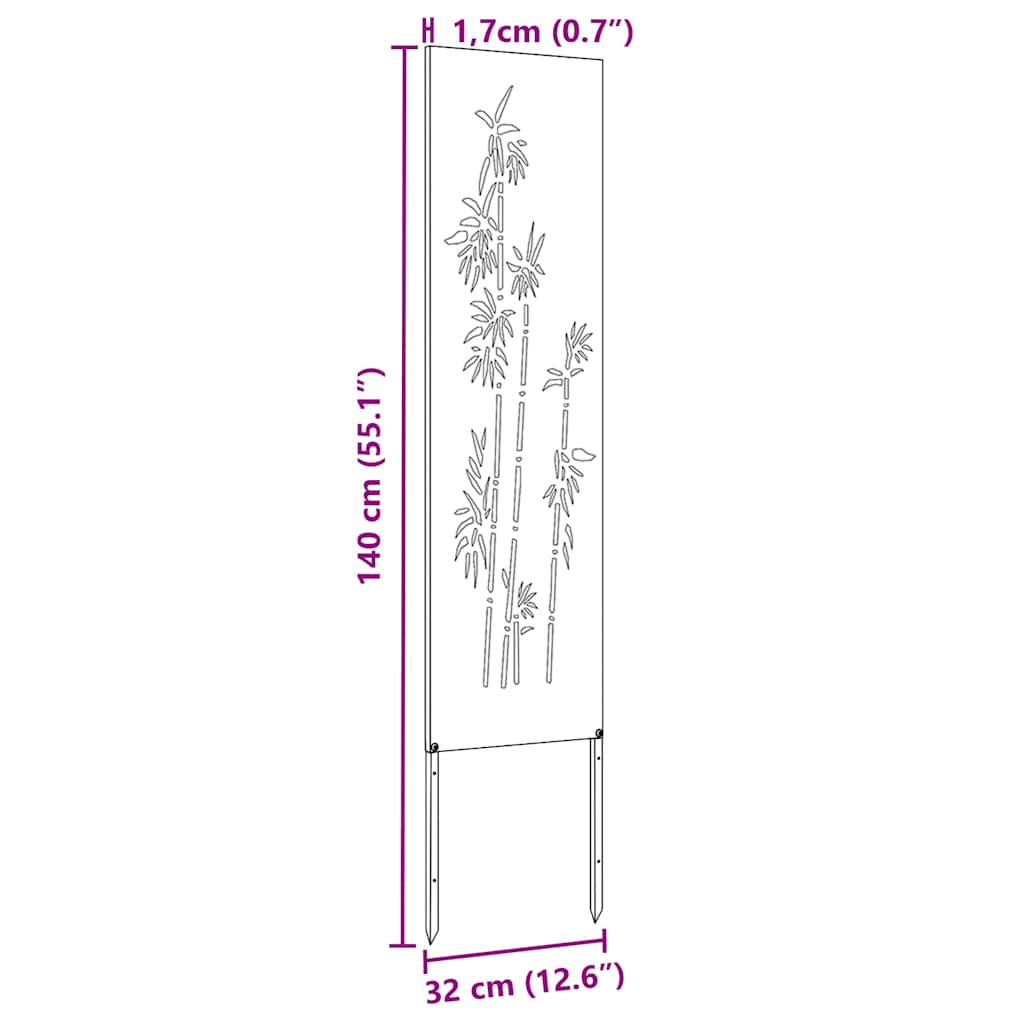 Hageprivat skjerm Blomster Svart 32 x 140 cm Kaldvalsestål