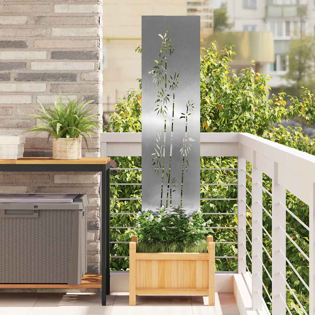 Hageprivat skjerm Blomster sølv 32 x 140 cm Rustfritt stål
