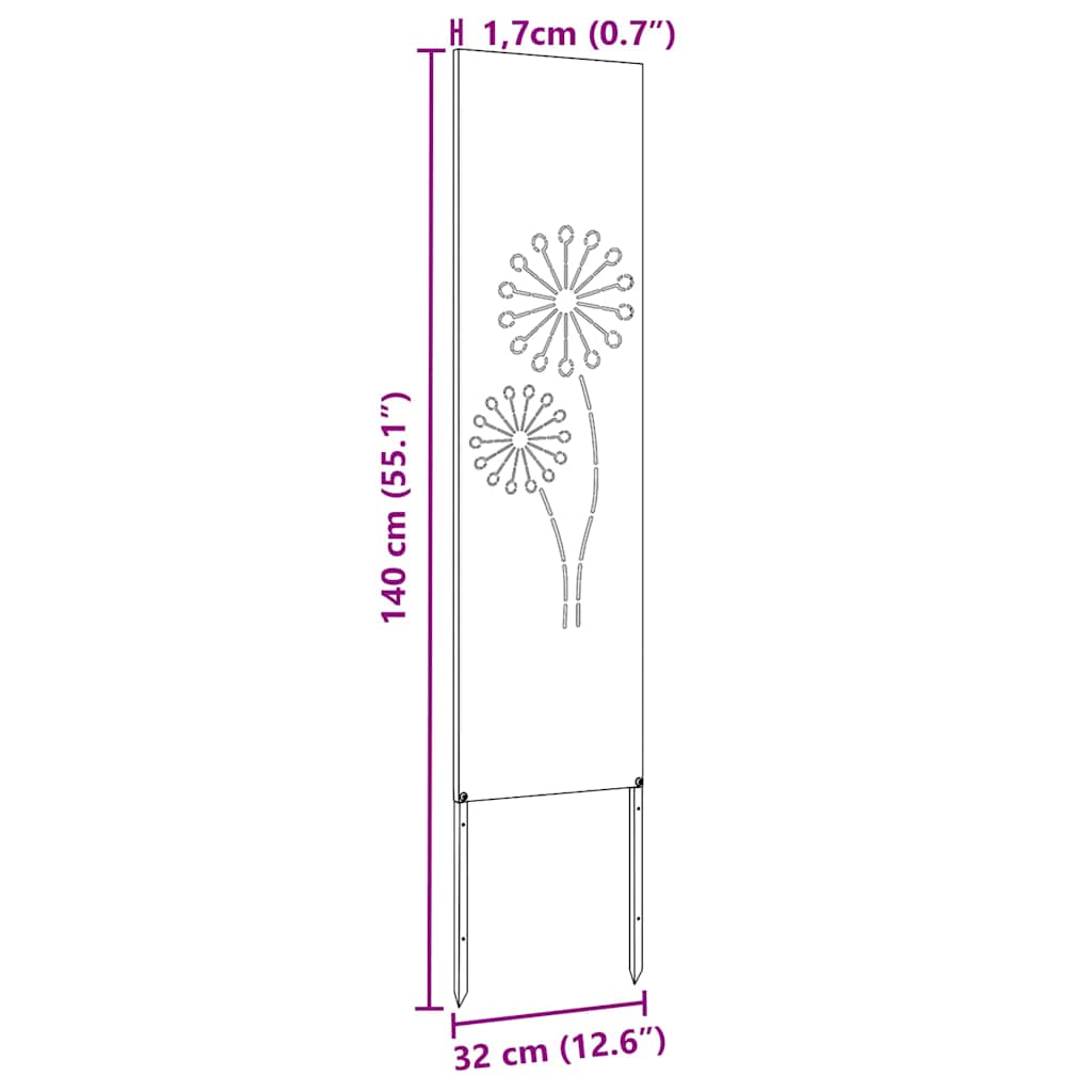 Hageprivat skjerm Fretwork Svart 32 x 140 cm Kaldvalsestål