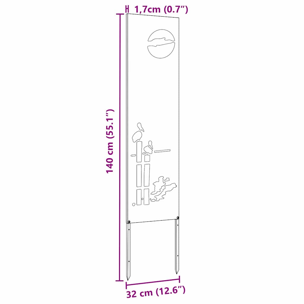Hage Dekorativt Panel Rusten 32 x 140 cm Værbestandig stål