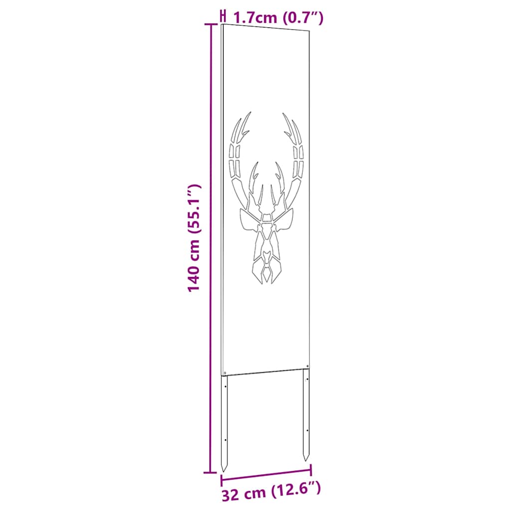 Hage Dekorativt Panel Rusten 32 x 140 cm Værbestandig stål