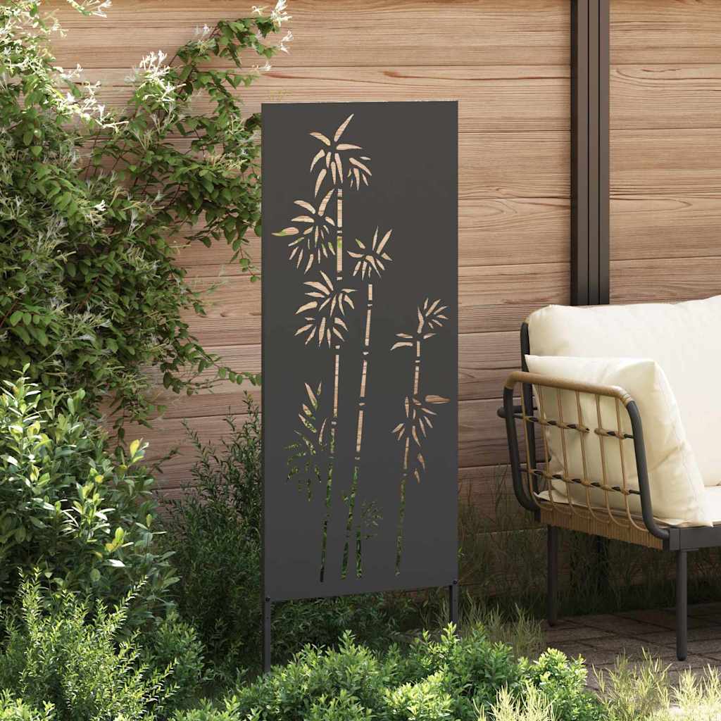 Hageprivat skjerm Blomster Svart 50 x 140 cm Kaldvalsestål