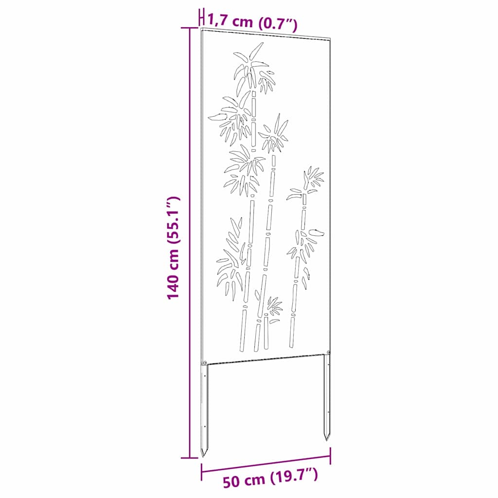 Hageprivat skjerm Blomster Svart 50 x 140 cm Kaldvalsestål