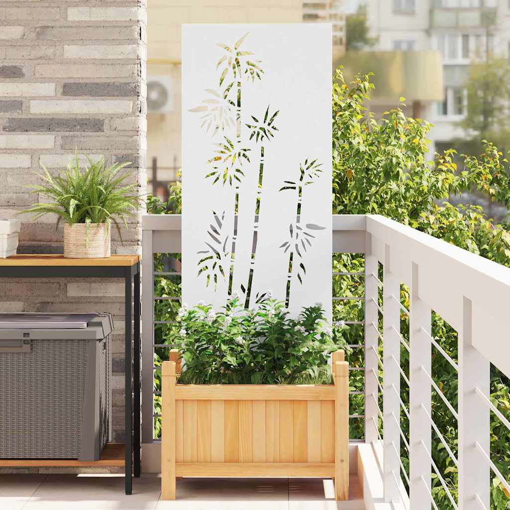 Hageprivat skjerm Blomster Hvit 50 x 140 cm Kaldvalsestål