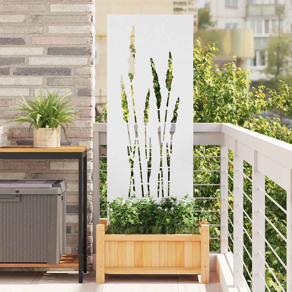 Hageprivat skjerm Blomster Hvit 50 x 140 cm Kaldvalsestål