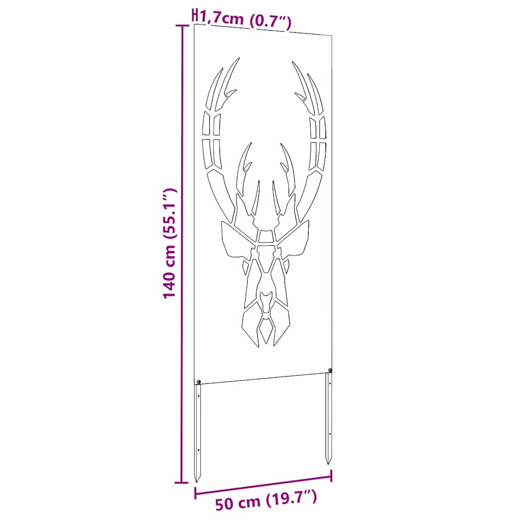 Hageprivat skjerm Dyretrykk Hvit 50 x 140 cm Kaldvalsestål