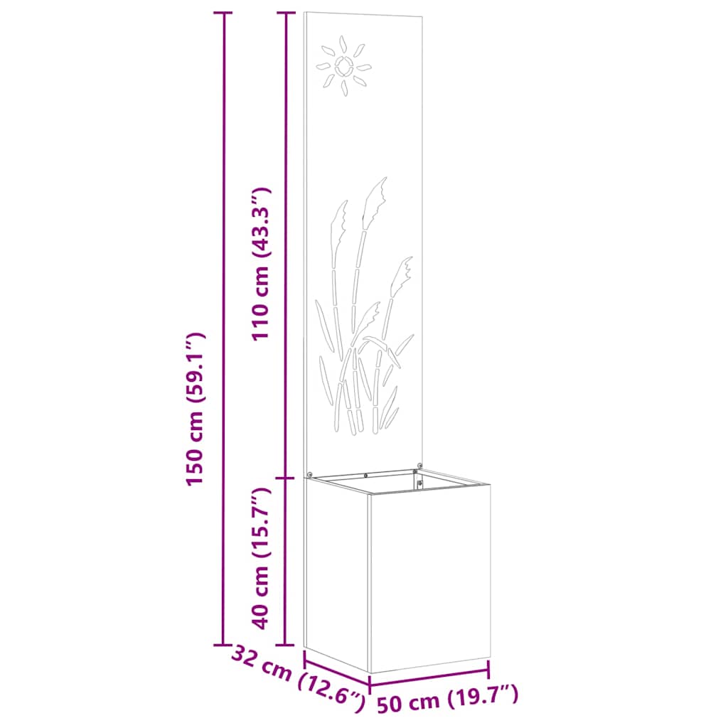 Hageprivat skjerm Olivengrønn 32 x 140 cm Kaldvalsestål