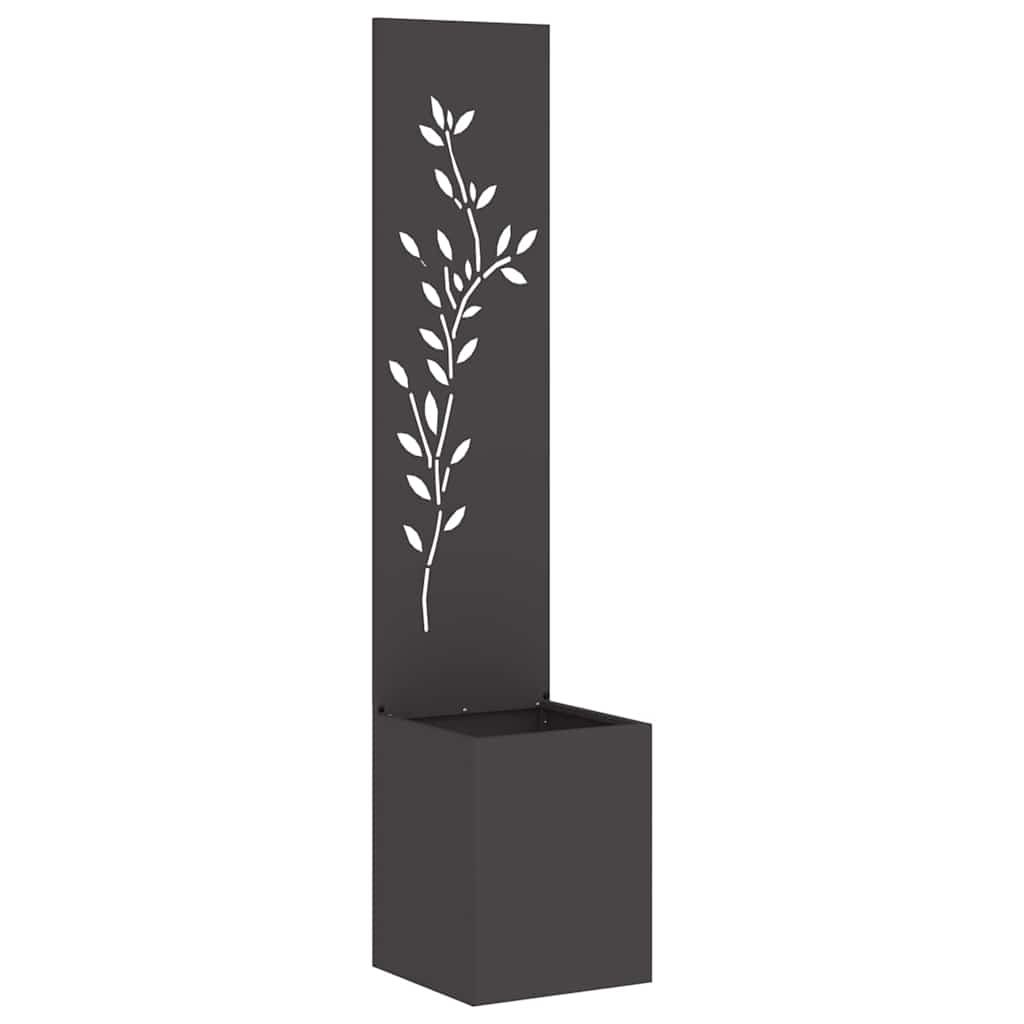 Hageprivat skjerm Blomster Svart 32 x 140 cm Kaldvalsestål